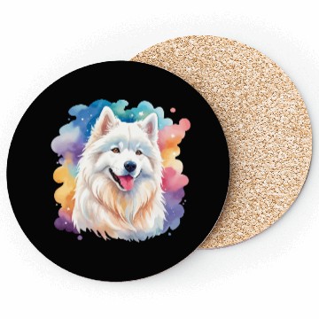 Discover Samoyed Dog Watercolor Coasters