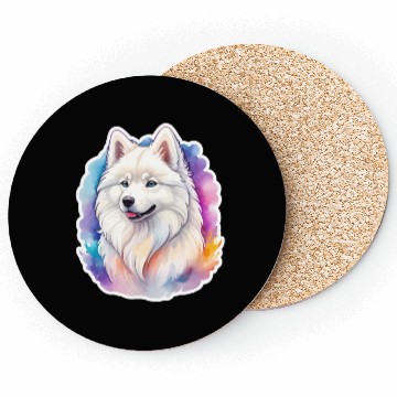 Discover Samoyed Dog Watercolor Coasters