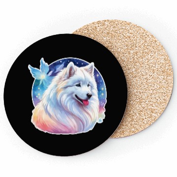 Discover Samoyed Dog Watercolor Coasters