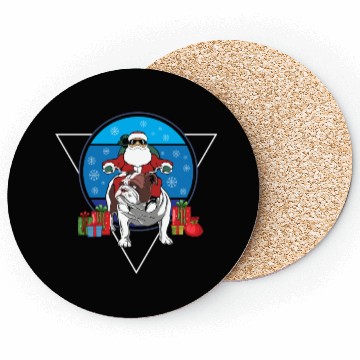 Discover Christmas Santa Claus Riding English Bulldog Xmas Coasters