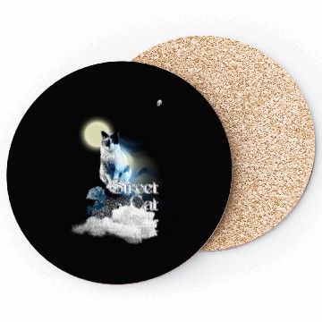 Discover Street cat under the moon Coasters