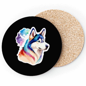 Discover Siberian Husky Watercolor Coasters