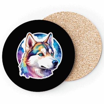 Discover Siberian Husky Watercolor Coasters