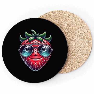 Discover Cool strawberry with sunglasses summer fruit Coasters