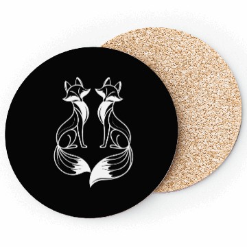 Discover Fox Artistic Design: Elegant Twin Foxes Coasters