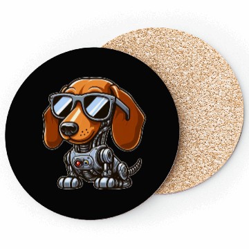 Discover Dachshund Robot Sci-Fi Mech Cyborg Dog Coasters