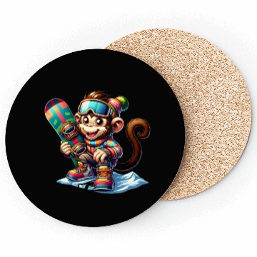 Discover Cute Snowboarder Monkey Coasters