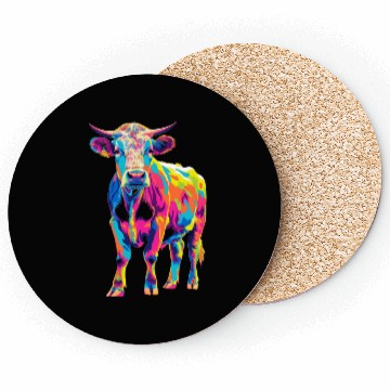 Discover Hereford Cattle Farmer Popart Coasters