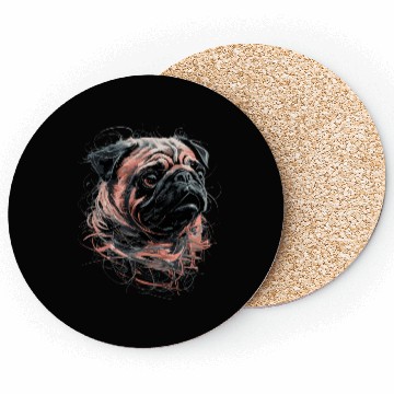 Discover Pug Drawing Abstract Animal Illustration with Coasters