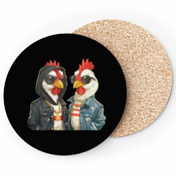 Discover Chickens dressed in stylish streetwear Coasters