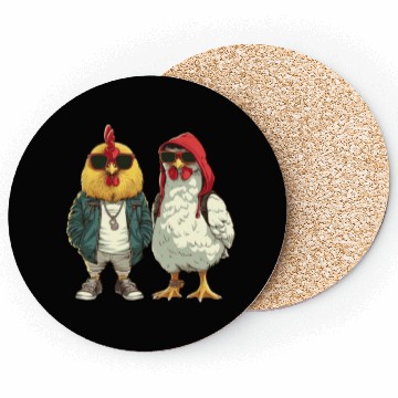 Discover Cool chickens in modern streetwear Coasters