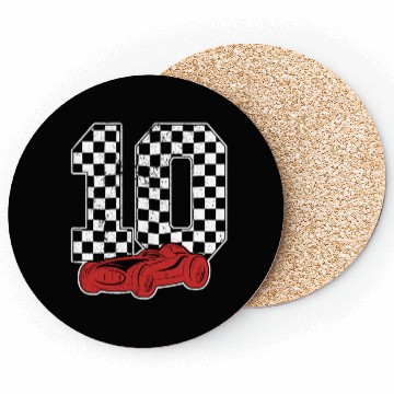 Discover 10 Year Old Pit Crew Boy Car Racing 10th Birthday Coasters