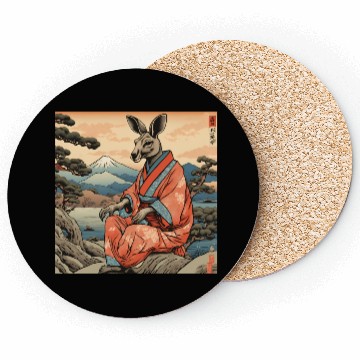Discover Retro Kangaroo Prank Design Coasters