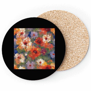 Discover Retro Pixel Floral Design Coasters