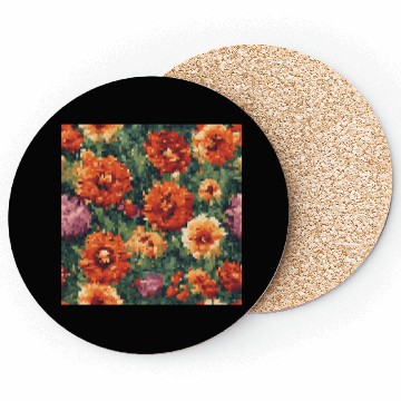 Discover Retro Pixel Floral Design Coasters