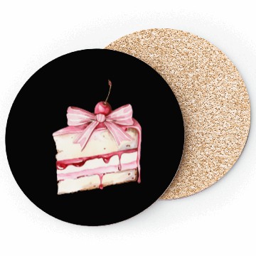 Discover Cake with a pink bow Coasters