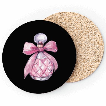 Discover Quilted Perfume Bottle with a Pink Bow Coasters