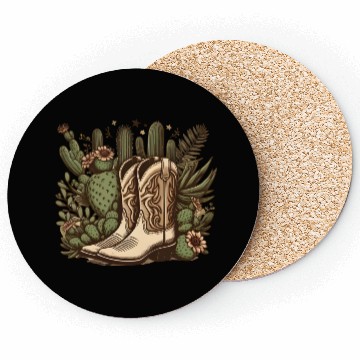 Discover Cowboy Essentials Boots and Cactus Motifs Coasters