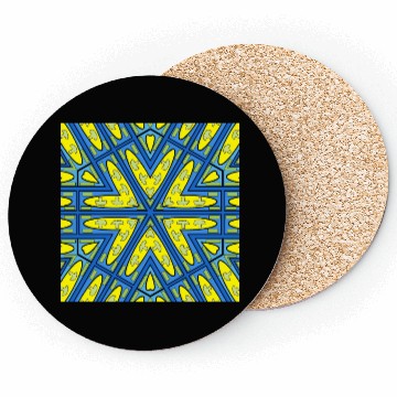 Discover mushroom yellow blue green mandala Coasters