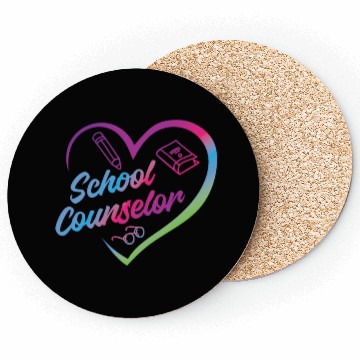 Discover School Counselor Heart Watercolor Coasters