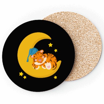 Discover CAT SLEEPING ON MOON Coasters
