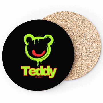 Discover Neon Drip Teddy Bear Illustration Coasters