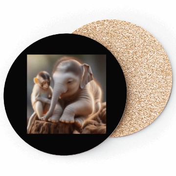 Discover Cute Monkey and Elephant. Coasters