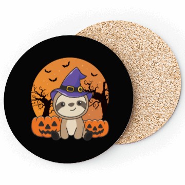 Discover Fault Witch Pumpkin Sloths Happy Halloween Coasters
