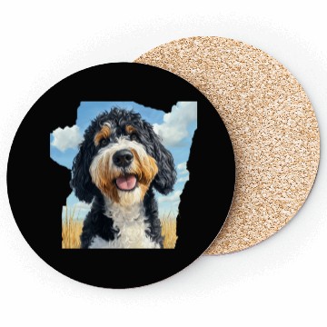 Discover Bernedoodle Field Nature Bernedoodle Watercolor Coasters