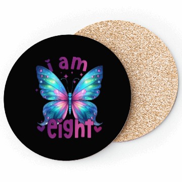 Discover 8th Birthday Butterfly 8 Years Eight Finally 8 Bir Coasters