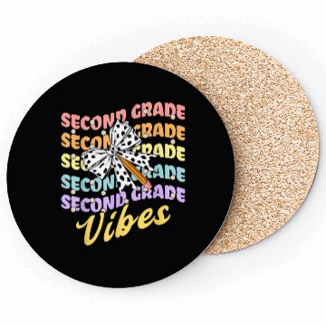 Discover Second 2nd Grade Vibes Teacher Coquette Bow Dalmat Coasters