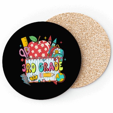 Discover Retro Dalmatian Third Grade Back to School Apple P Coasters
