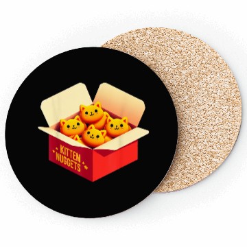 Discover Kitten Nuggets Food Pun Cat Lover Gift Chicken Nug Coasters