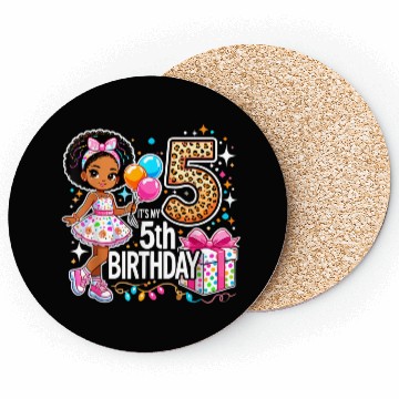 Discover Its My 5th Birthday African American Black Girl 5 Coasters