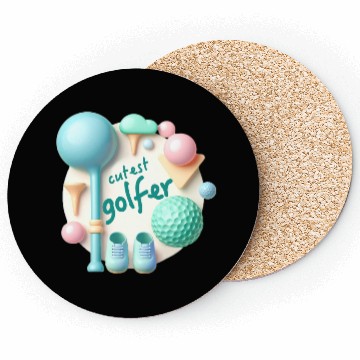 Discover Cutest Golfer - 3D pink bubbles Coasters