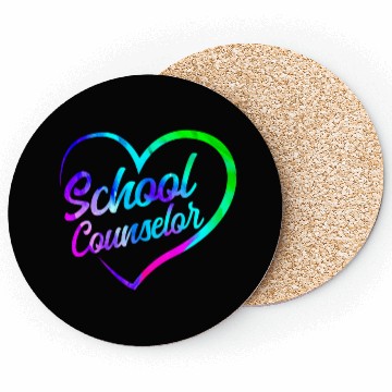 Discover School Counselor Heart Watercolor Coasters