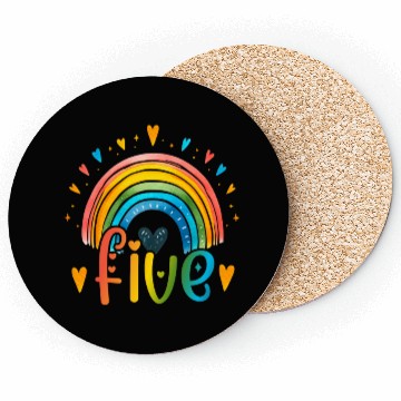 Discover 5th Birthday Rainbow Butterfly 5 Years Five 5 Birt Coasters