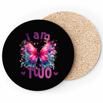 Discover 2nd Birthday Butterfly Second birthday girl 2 year Coasters