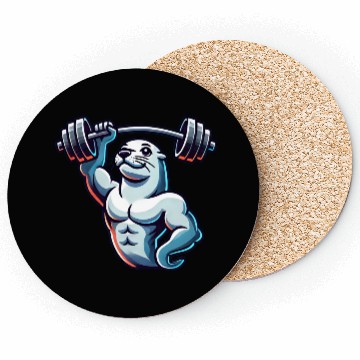 Discover Seal with Barbell Fitness Gym Training Coasters