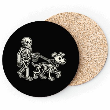 Discover Skeleton Leads Dog Funny Skull Pet For Halloween C Coasters