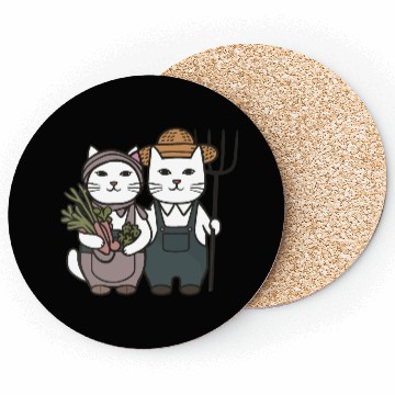 Discover Farmer Cat Feline Couple Coasters