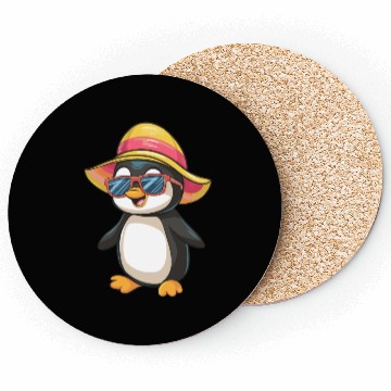 Discover Cool Penguin In Summer Hat And Sunglasses Coasters