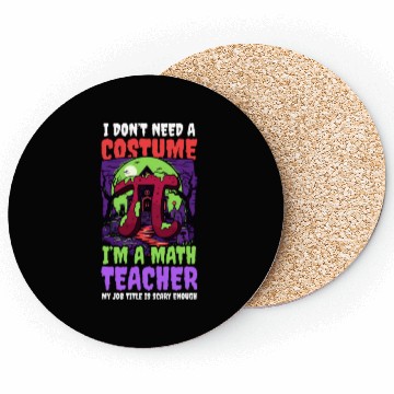 Discover Halloween Math Teacher Don't Need Costume Job Scar Coasters