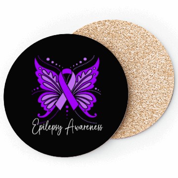 Discover Epilepsy Warrior Purple Ribbon Butterfly Epilepsy Coasters