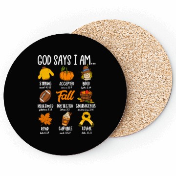 Discover God Says I Am Fall Vibes Autumn Christian Coasters