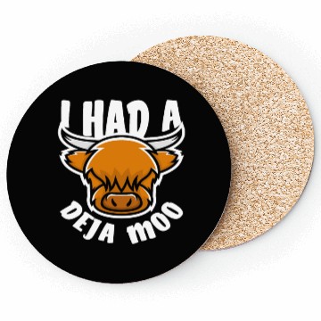 Discover Highland Cow Deja Moo Funny Saying Coasters