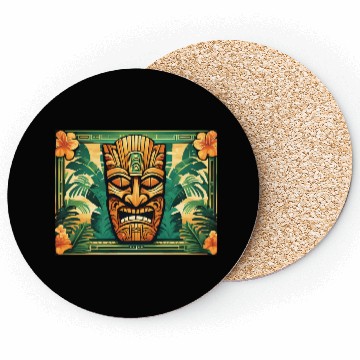 Discover Tiki Art Deco Mask Coasters