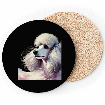 Discover Elegant Poodle in Soft Watercolors Coasters