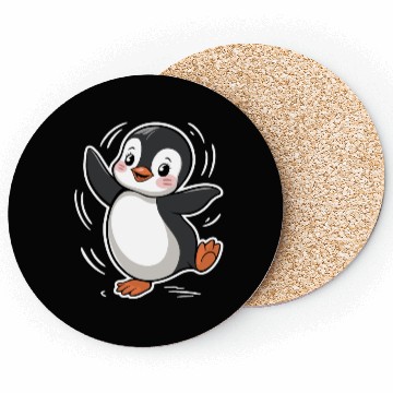 Discover Happy Dancing Penguin Cartoon Design Coasters