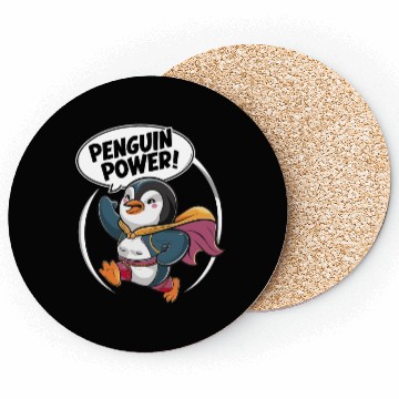 Discover Penguin Power Superhero Fun Graphic Coasters